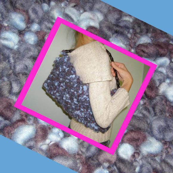 One of a kind NEW knit envelope bag/clutch blue - Picture 3 of 8